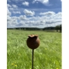 Stylowa dekoracja ogrodowa metal makówka mak 3D na piku 100cm RUSTYKALNA